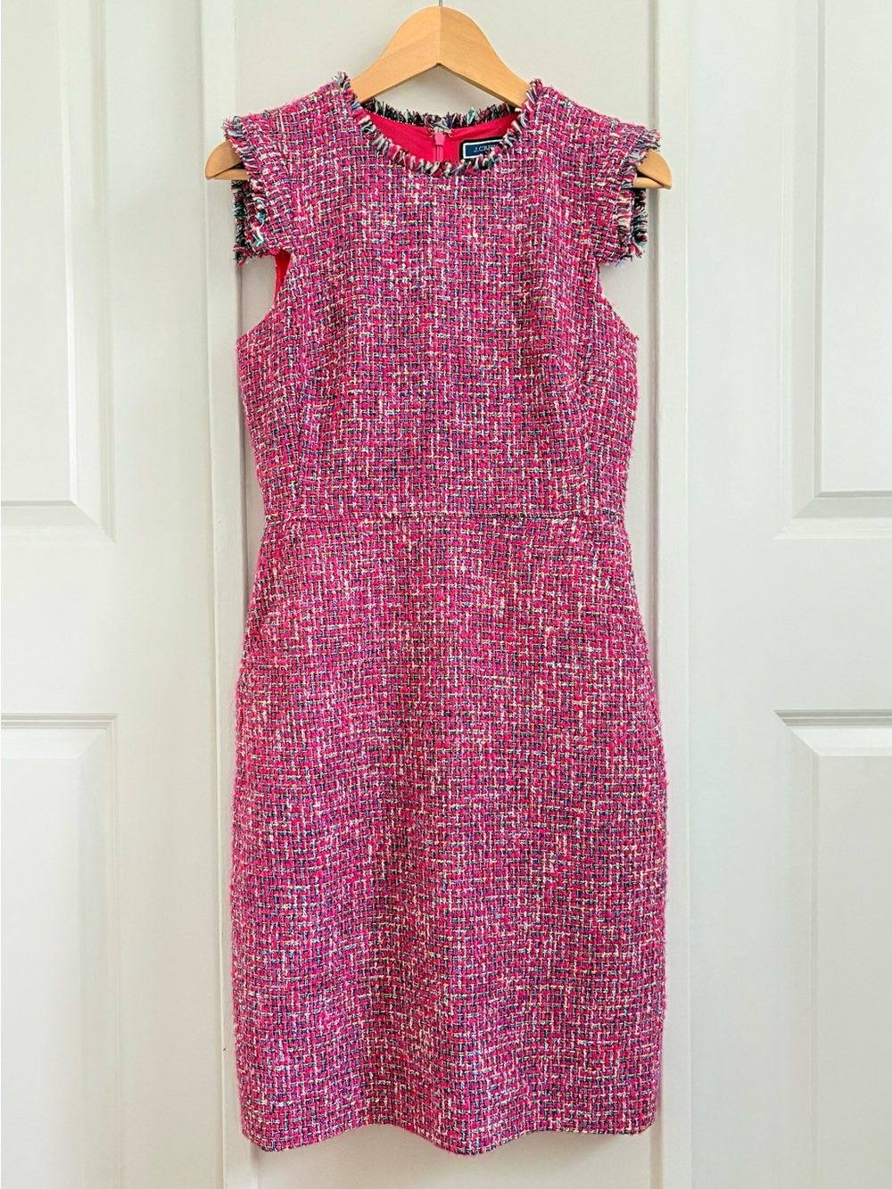 NWT J.Crew RΓ©sumΓ© Sheath Dress Italian Autumn Tweed Pink Size 2